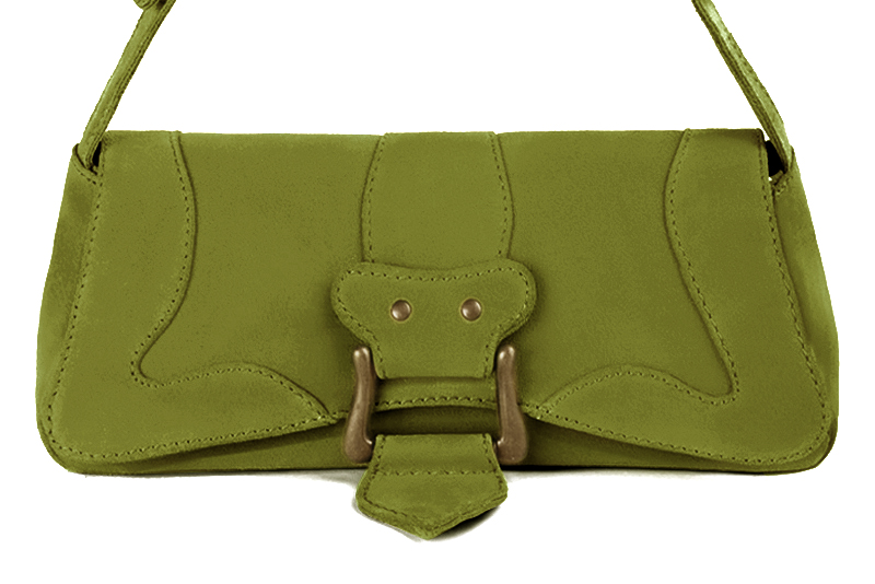 Dress small handbag in pistachio green leather - Profile view
